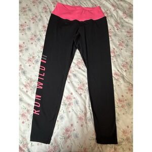 Torrid‎ Active Run Wild Leggings Women's Size 0 Black Pink Waistband 7/8 Length